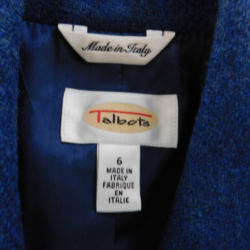 Talbots Womens Wool Blazer Blue‎ Made in Italy Lined Career Size 6 Oversized - Picture 3 of 6